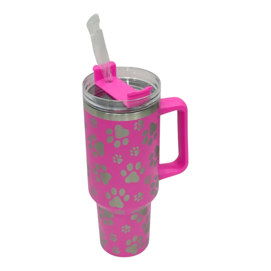Pink Paw Print Tumbler thumbnail 2