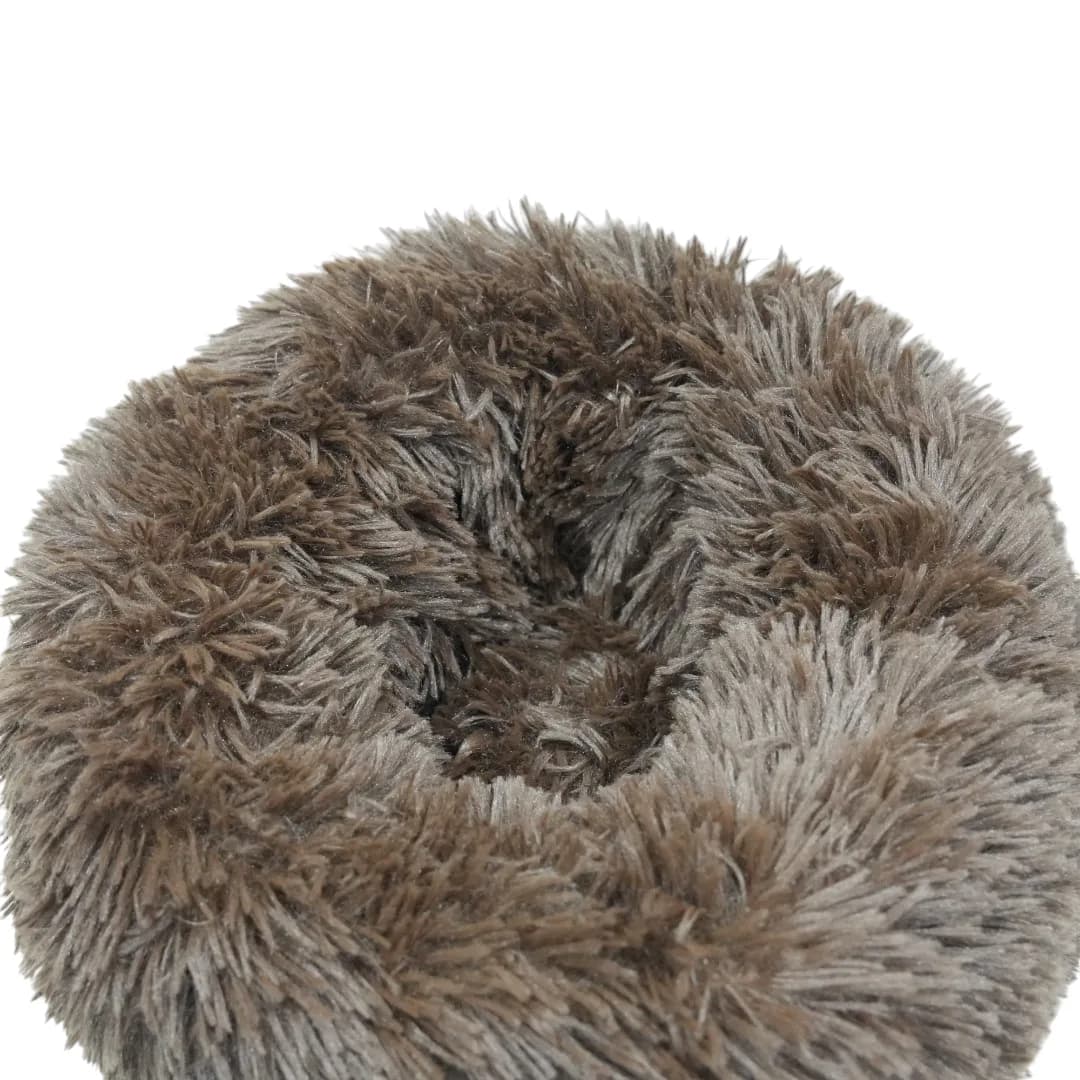 Round Plush Pet Bed - Brown thumbnail 2