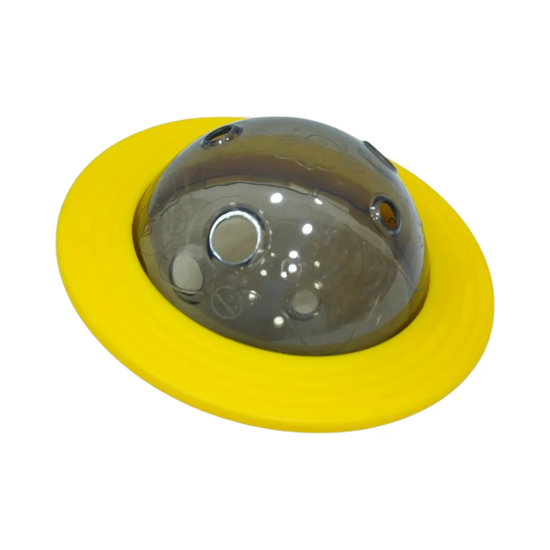 Yellow & Black UFO-Shaped Pet Treat Dispenser thumbnail 2