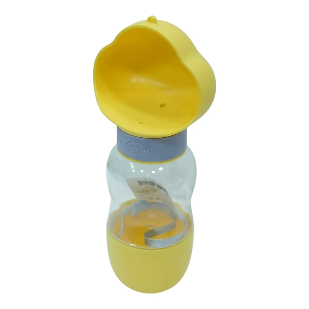 Yellow and Gray Portable Pet Water Bottle with Paw-Shaped Cap thumbnail 2