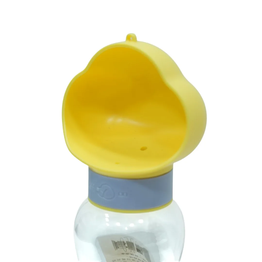 Yellow and Gray Portable Pet Water Bottle with Paw-Shaped Cap thumbnail 3