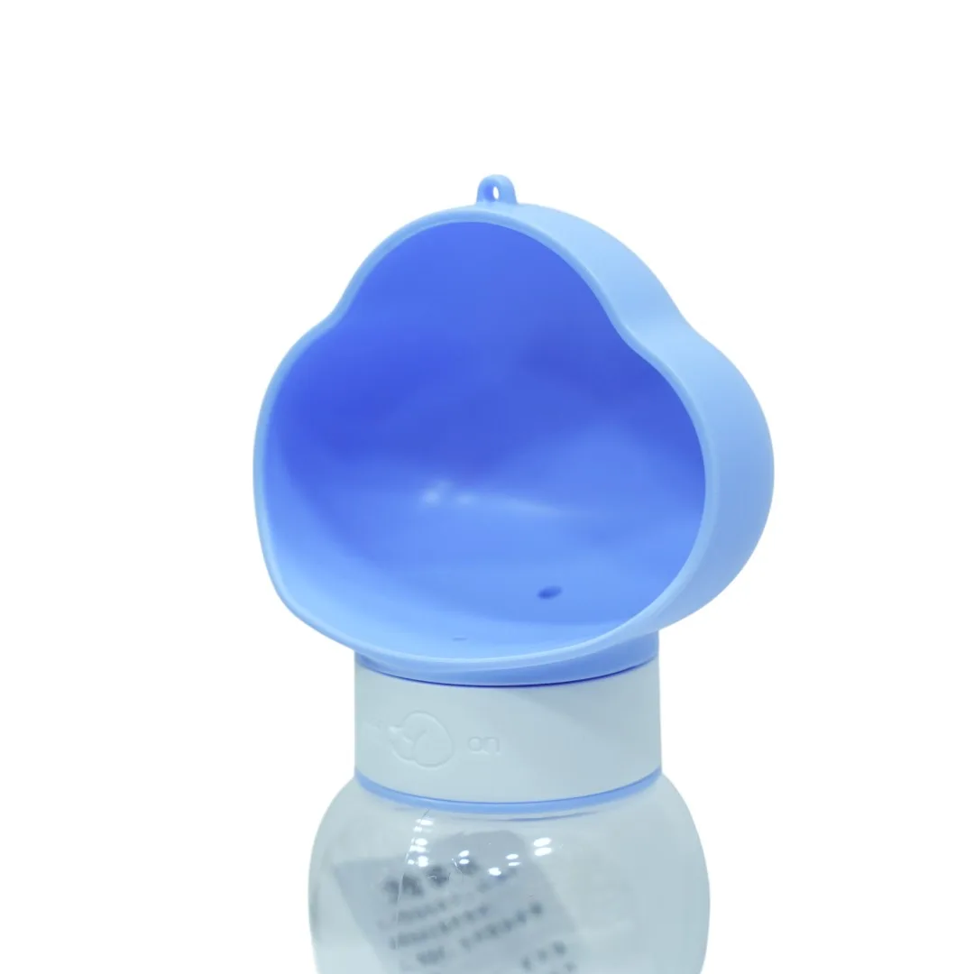 Blue and Gray Portable Pet Water Bottle with Paw-Shaped Cap thumbnail 3