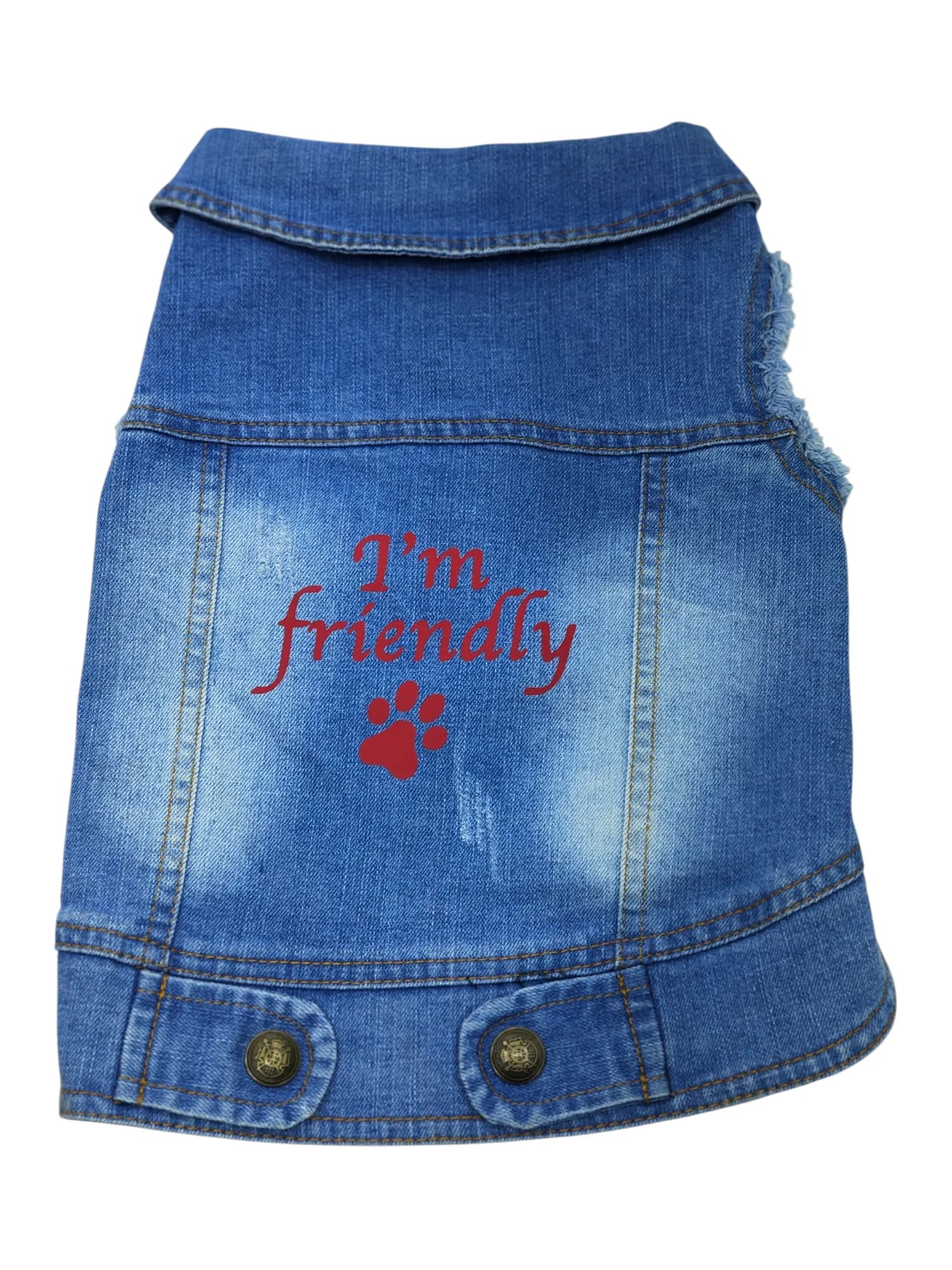 Pet Clothes Dog Jeans Jacket Cool Blue Denim Coat (L)