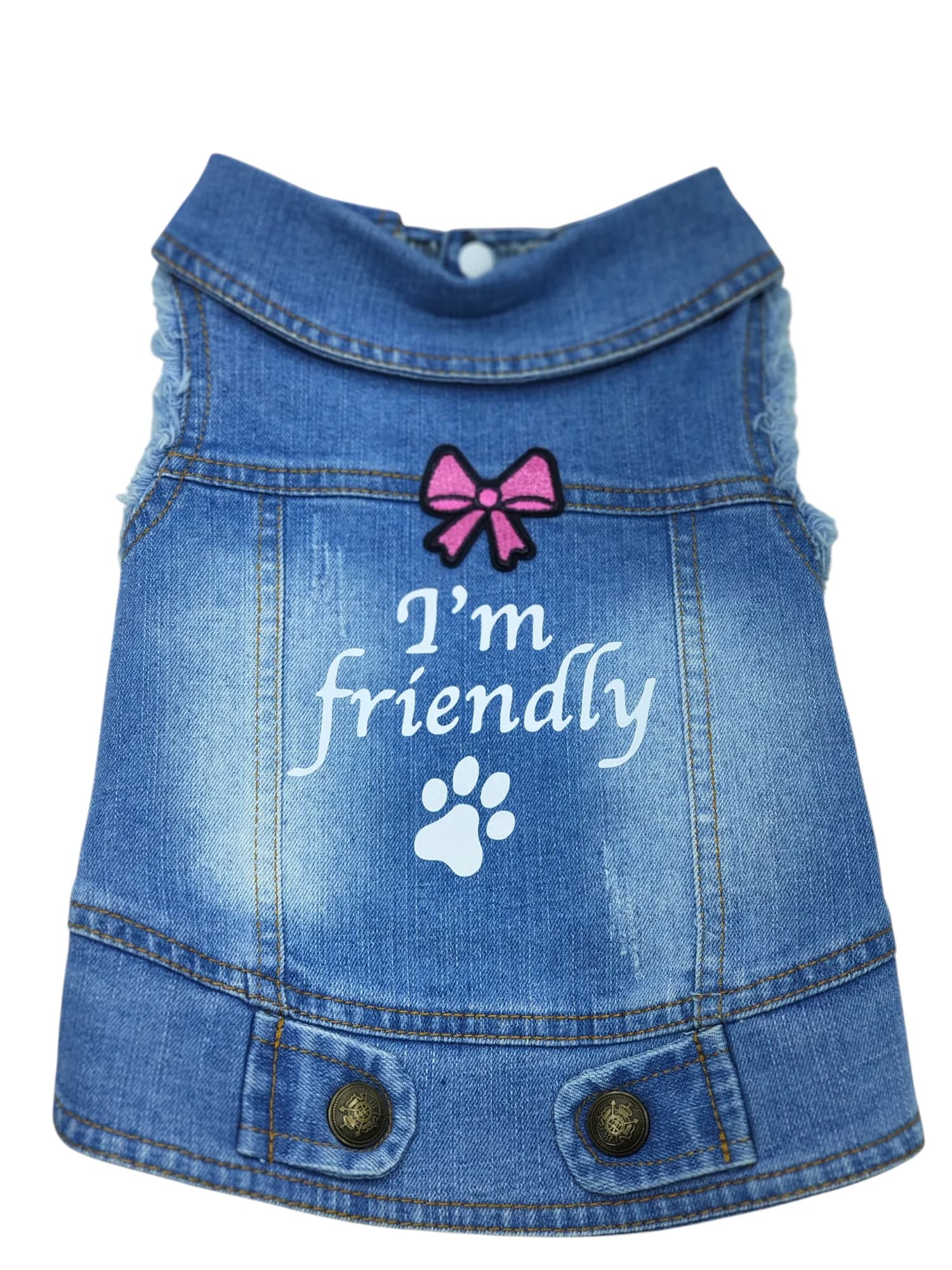 Pet Clothes Dog Jeans Jacket Cool Blue Denim Coat (L)