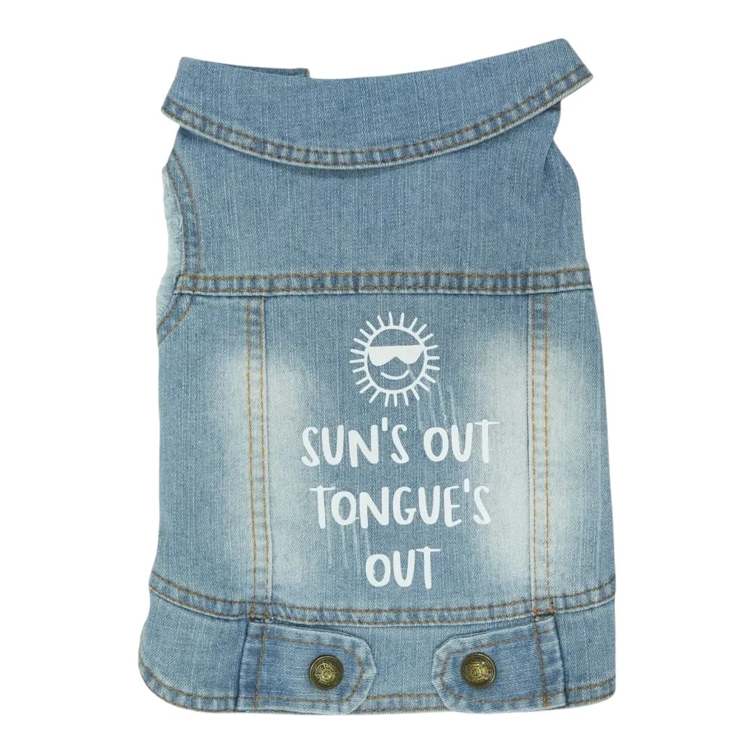 Pet Clothes Dog Jeans Jacket Cool Blue Denim Coat (L)