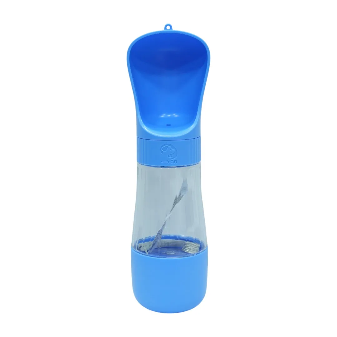 Blue Portable Pet Water Bottle with Scoop Cap
