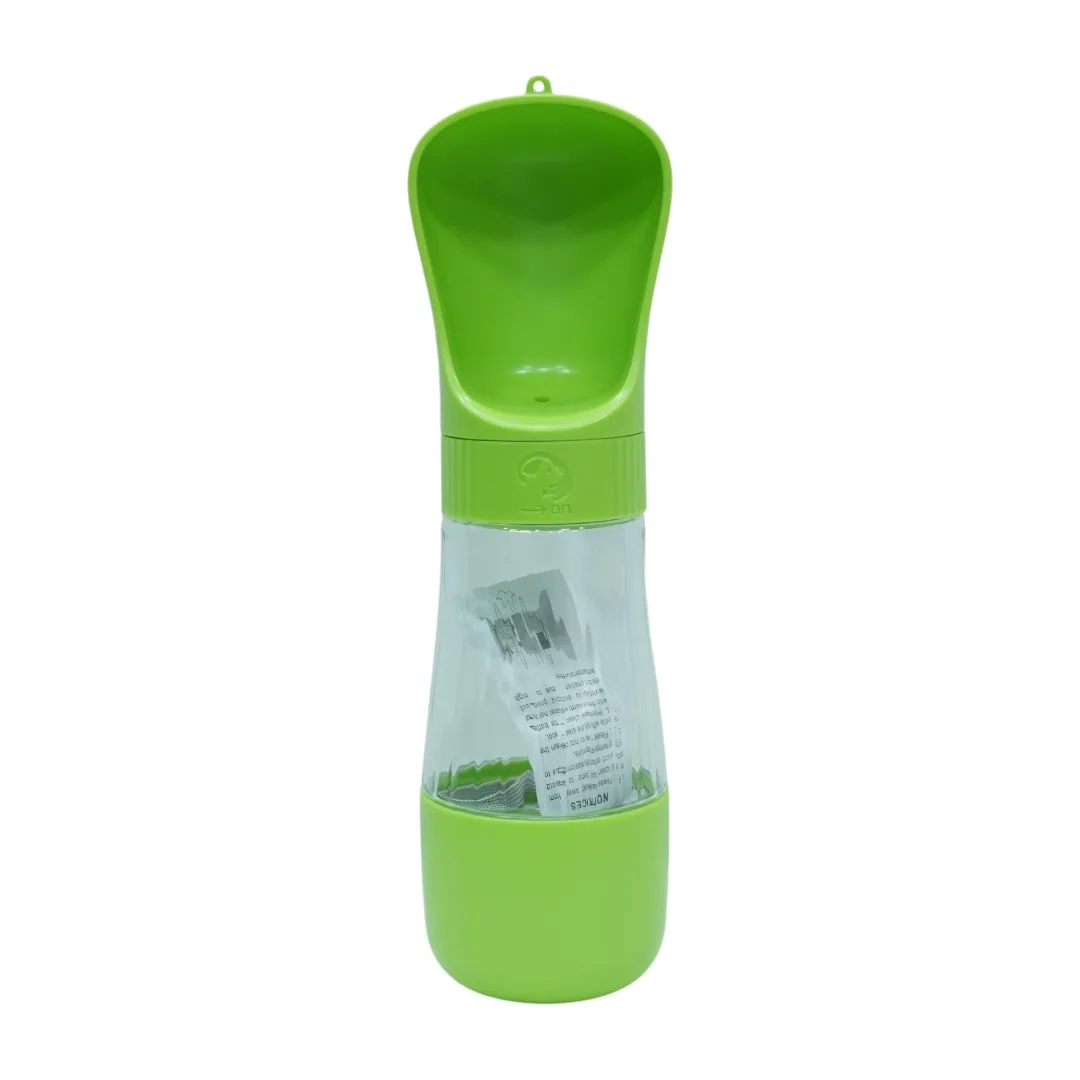 Green Portable Pet Water Bottle with Scoop Cap