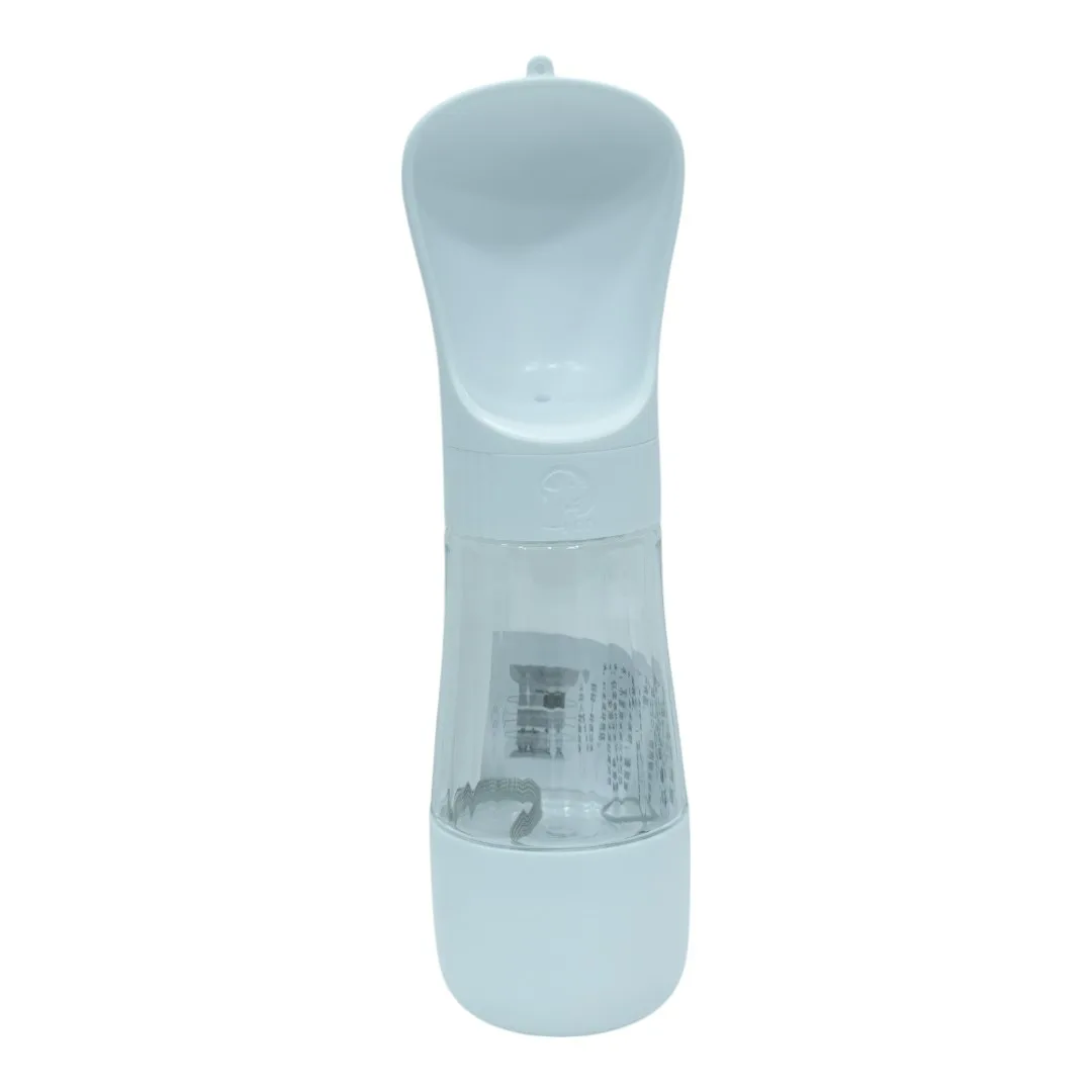 White Portable Pet Water Bottle with Scoop Cap
