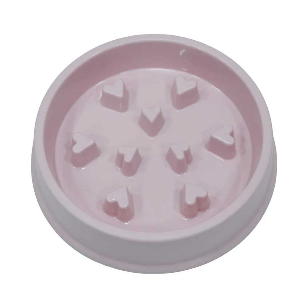 Slow Feeder Pet Bowl - Pink Heart Design