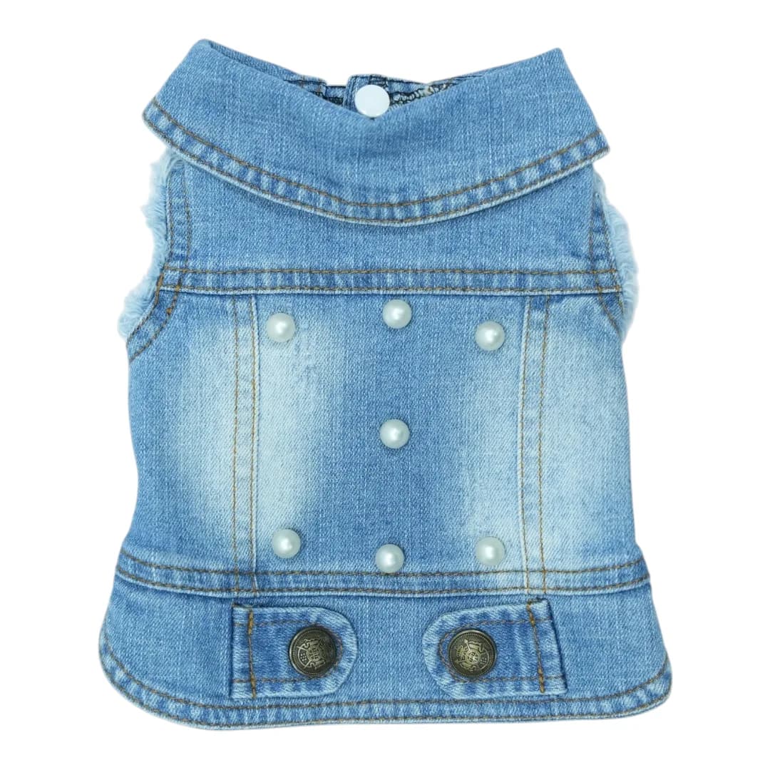 Pet Clothes Dog Jeans Jacket Cool Blue Denim Coat (S) - Image 1