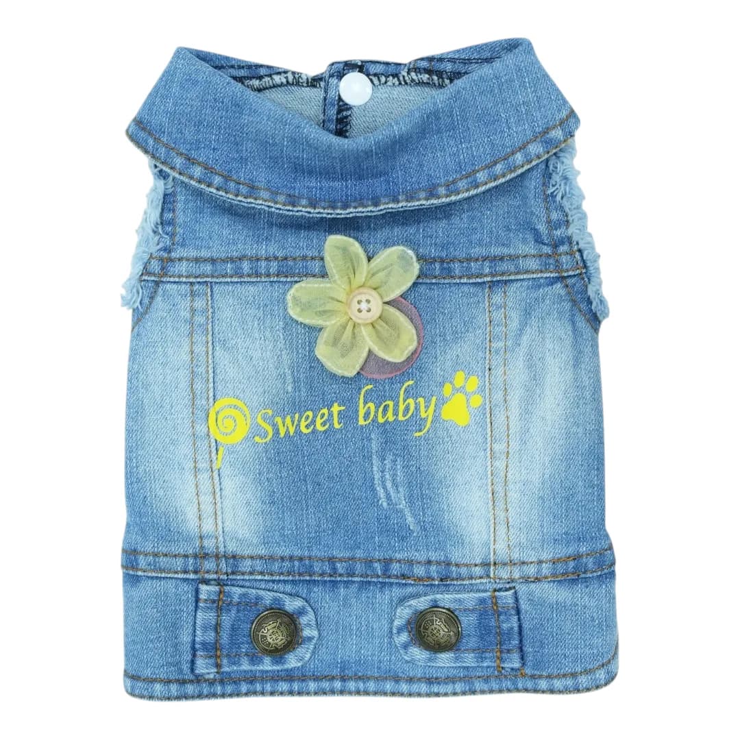 Pet Clothes Dog Jeans Jacket Cool Blue Denim Coat (S)
