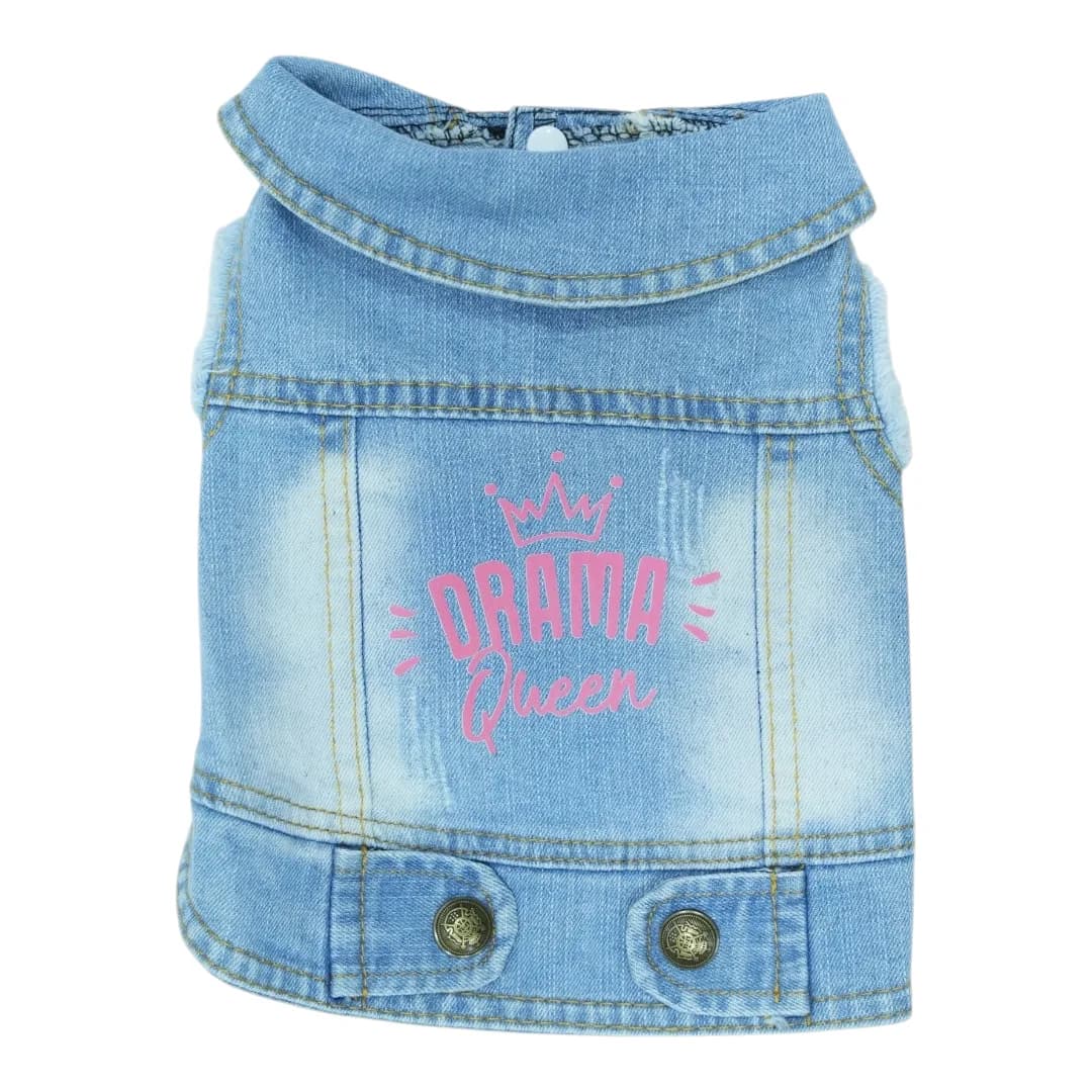 Pet Clothes Dog Jeans Jacket Cool Blue Denim Coat (M) - Image 1