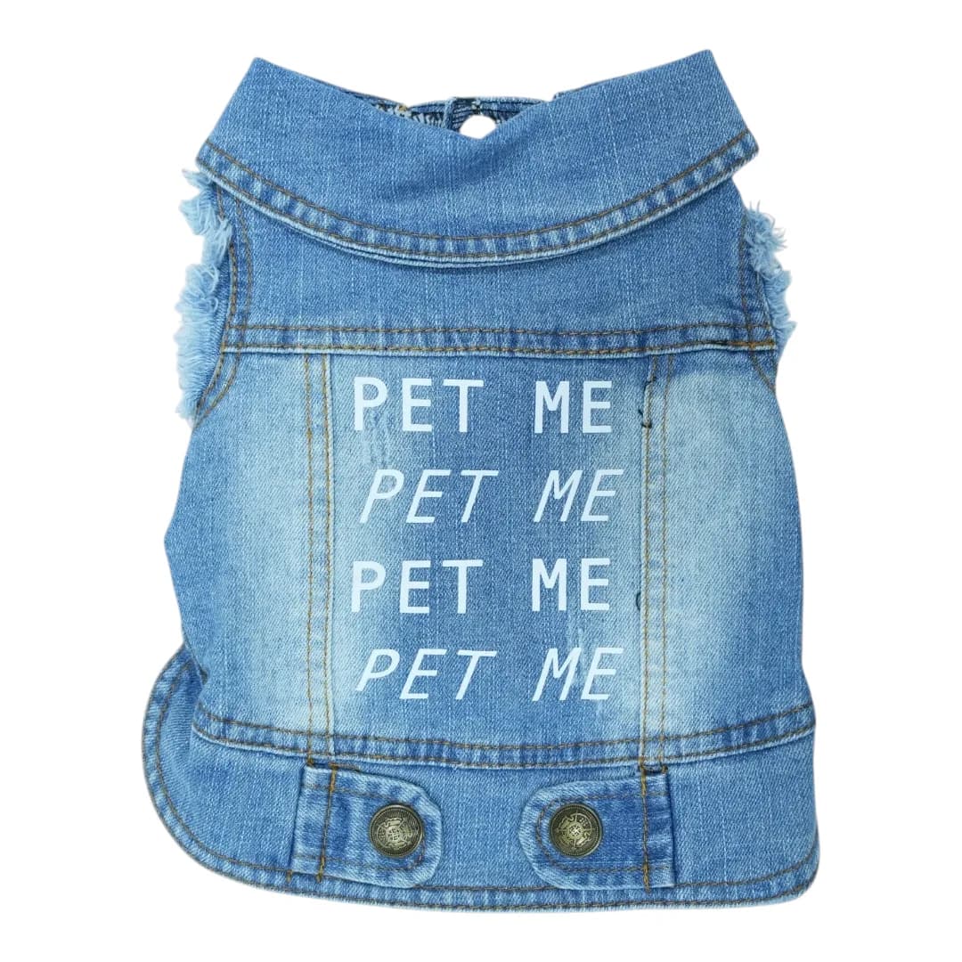 Pet Clothes Dog Jeans Jacket Cool Blue Denim Coat (M) - Image 1
