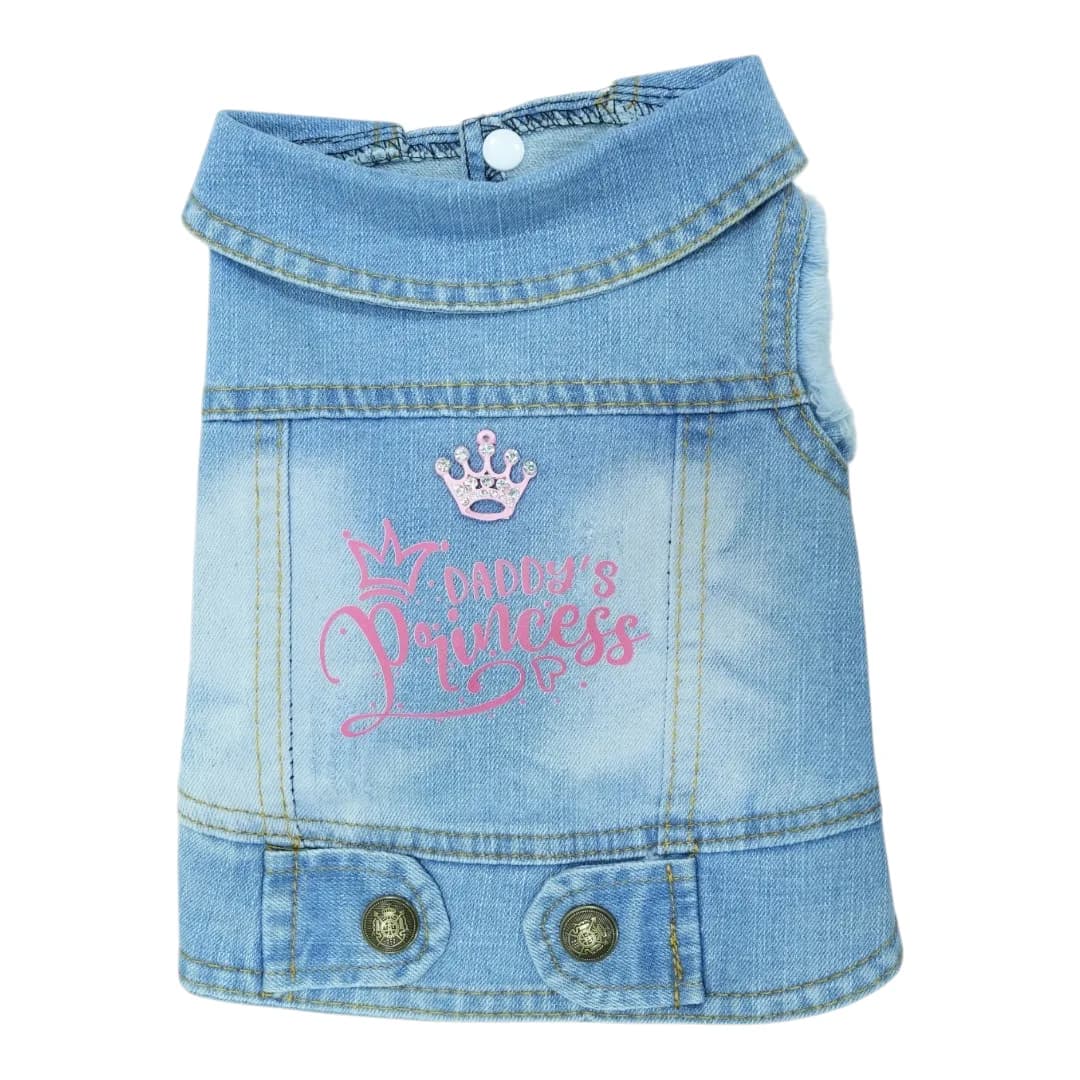 Pet Clothes Dog Jeans Jacket Cool Blue Denim Coat (M) - Image 1