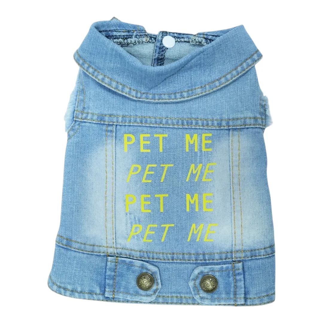 Pet Clothes Dog Jeans Jacket Cool Blue Denim Coat (M) - Image 1