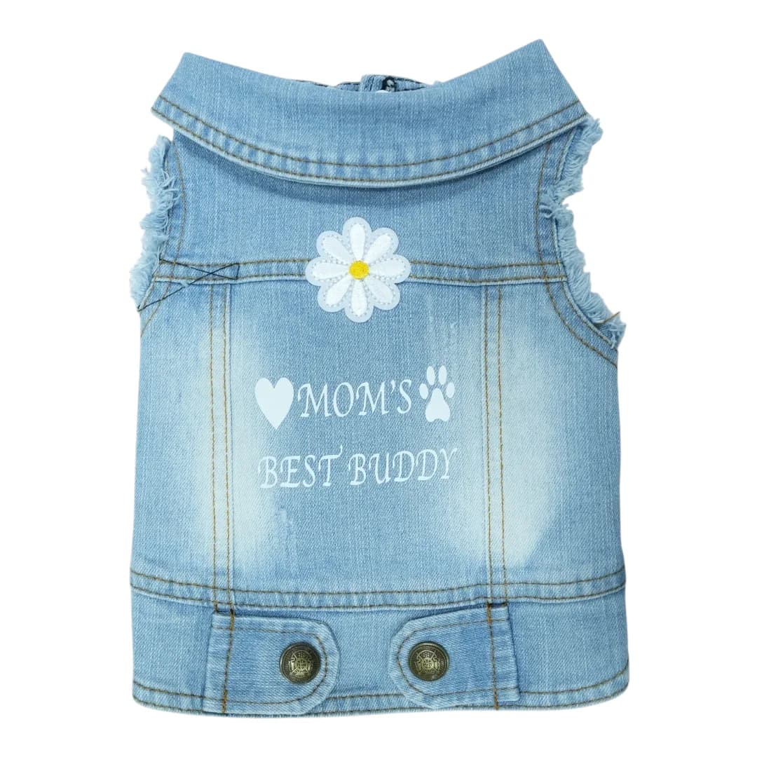 Pet Clothes Dog Jeans Jacket Cool Blue Denim Coat (M) - Image 1