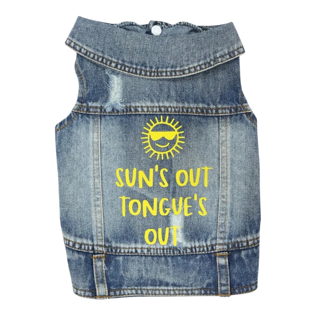 Pet Clothes Dog Jeans Jacket Cool Blue Denim Coat (L) - Image 1