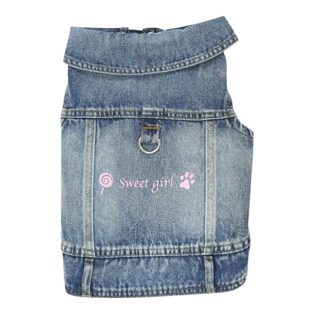 Pet Clothes Dog Jeans Jacket Cool Blue Denim Coat (L) - Image 1