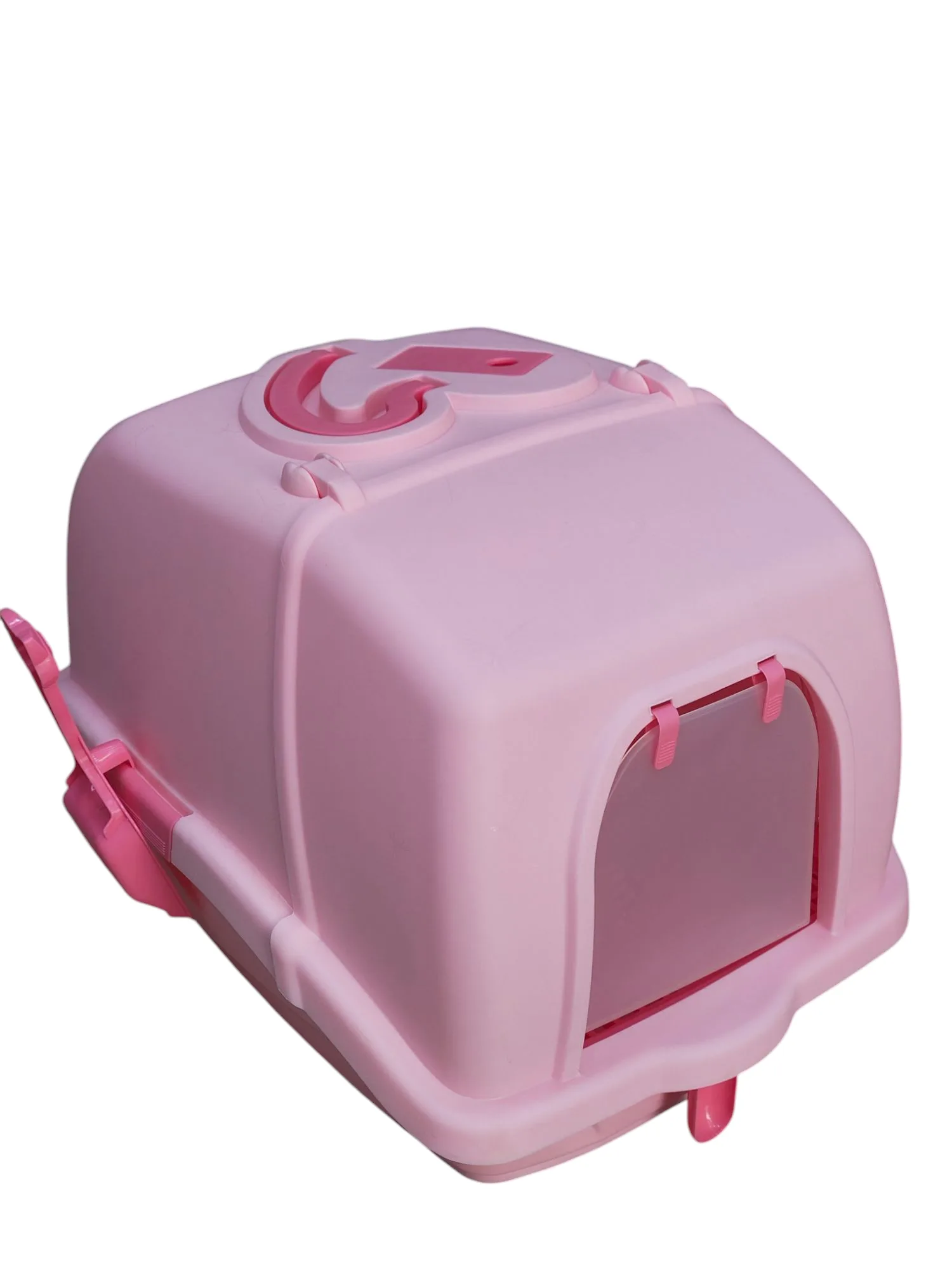 CozyPaws Enclosed Pet Litter Box – Pink Edition