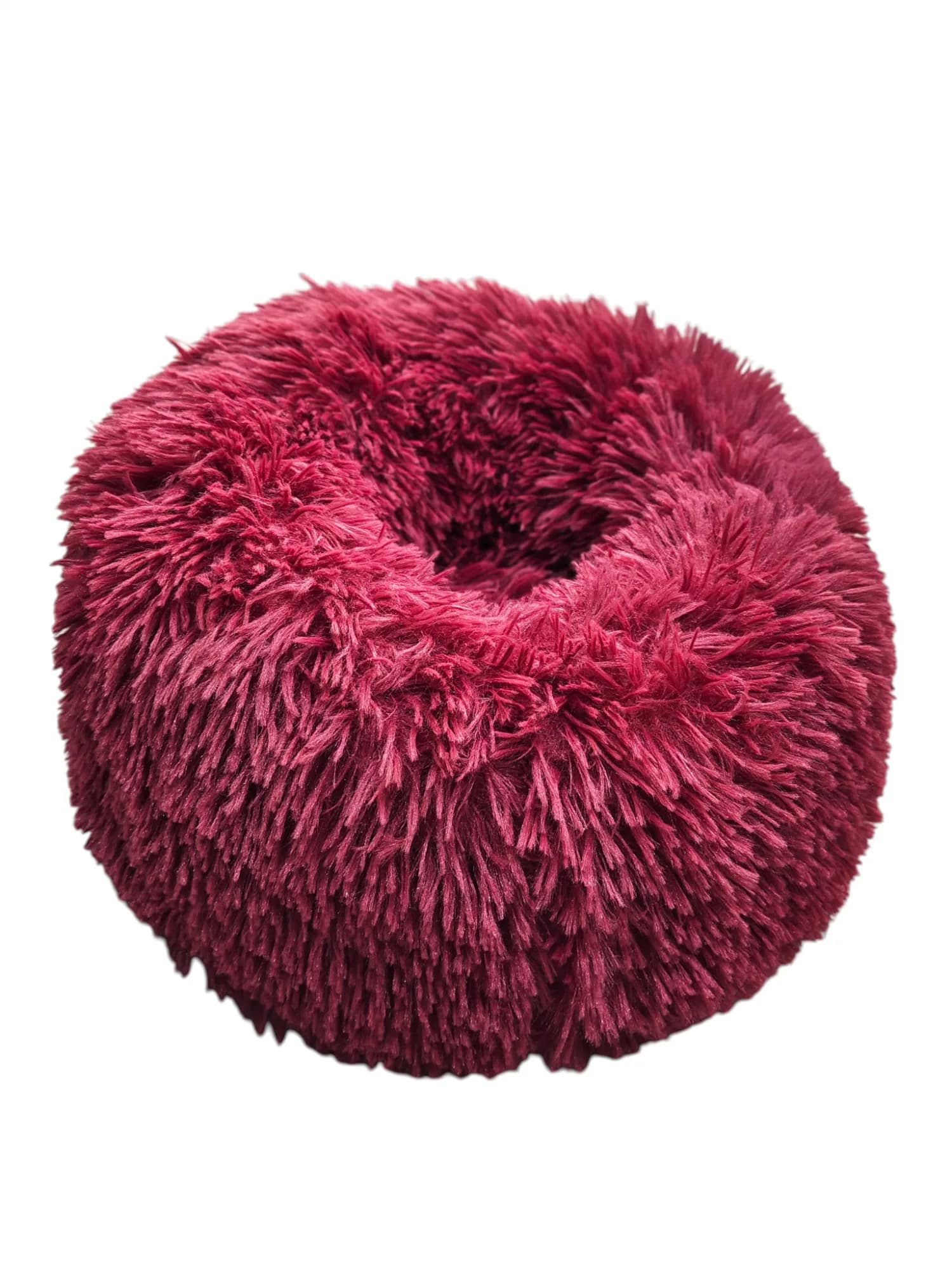 Round Plush Pet Bed - Red - Image 1